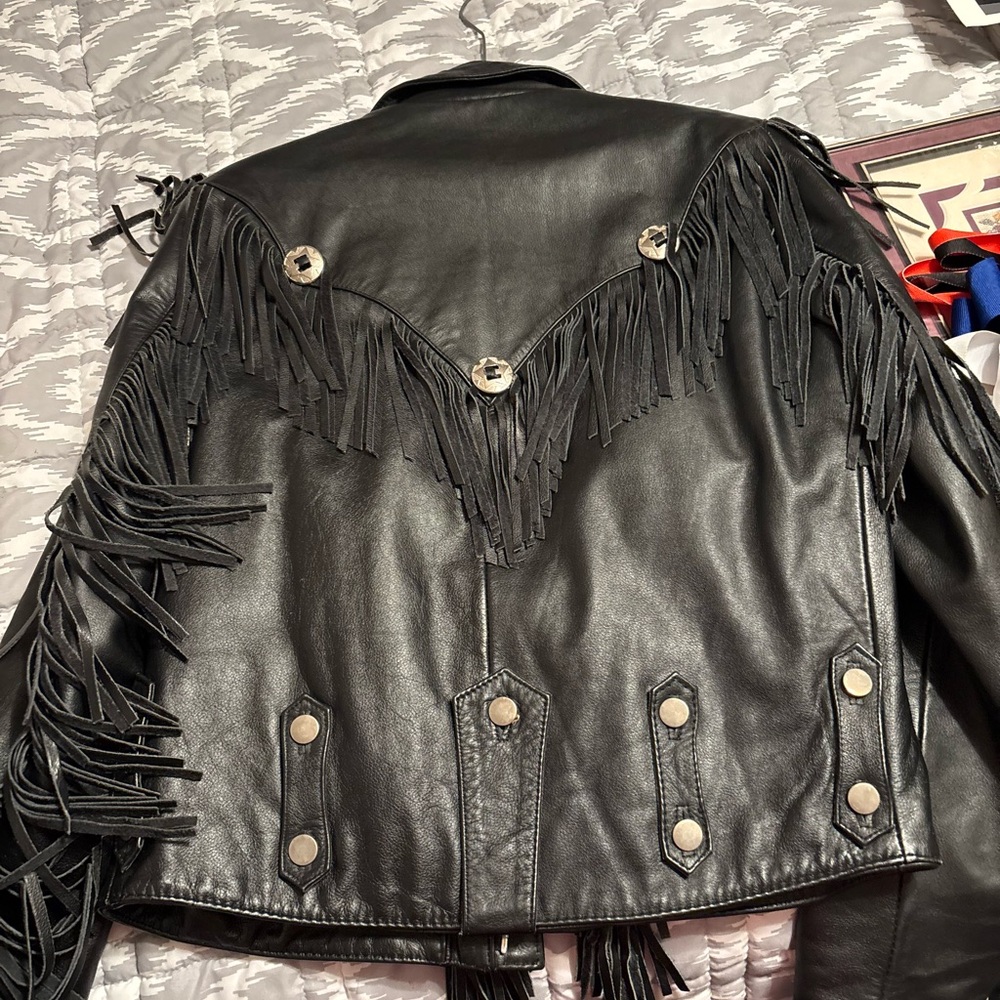 Open Road Brands Black Leather Fringe Jacket